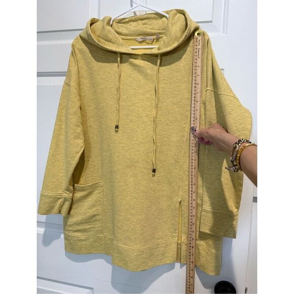 Soft Surroundings Heather Yellow The Soho Hoodie Tunic Sweatshirt Women's Large - Picture 13 of 14